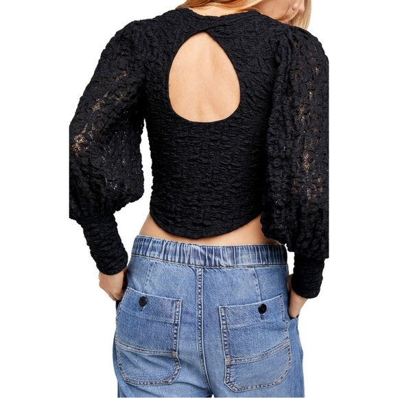 Free People Tea Time puffy sleeve top - Picture 2 of 13